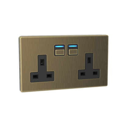 Smart Socket (2 gang) - Antique Brass
