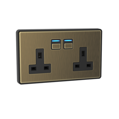 Smart Socket (2 gang) - Antique Brass