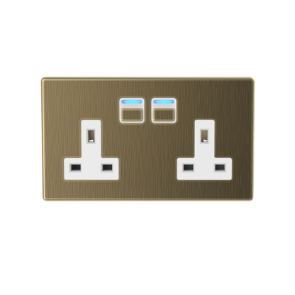 Smart Socket (2 gang) - Antique Brass